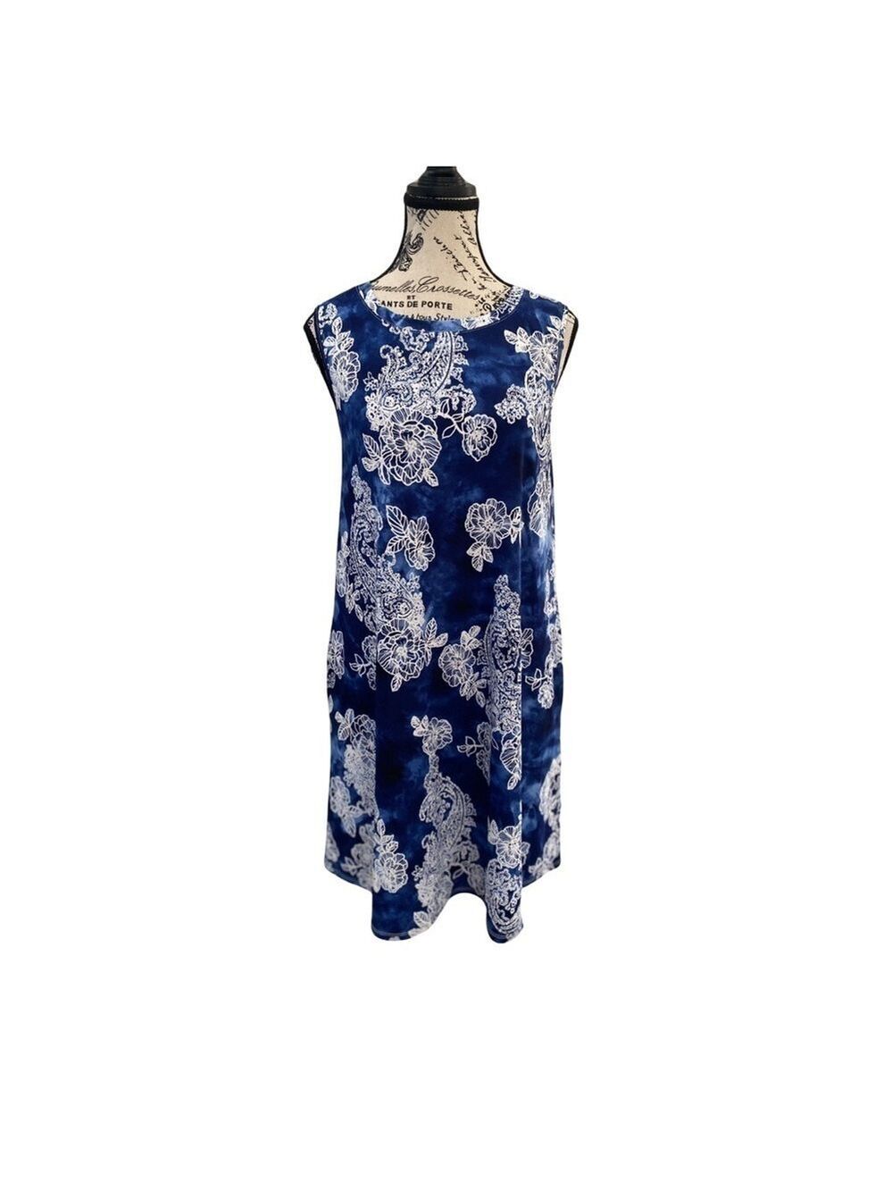 Apt. 9 Blue Floral Tank Shift Dress Size M